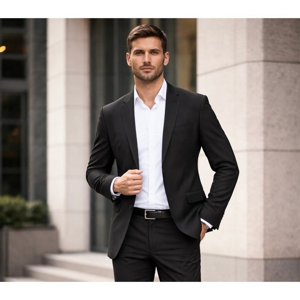 Splash Slim Fit Black Blazer Jacket Mens 40 Suit Coat Formal Travel